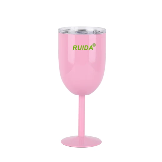 Gobelet à vin en verre à gobelet en acier inoxydable personnalisé or rose 10 oz