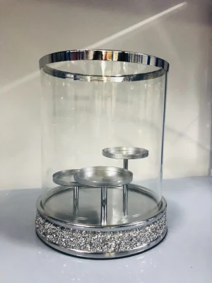 ODM Cristal Diamant Verre et Métal Bougeoirs avec 3 Ensembles Pilier pour Mariage Proposer Des Fêtes Vacances et Chambre/Salle De Bains/Chambre/Décor À La Maison