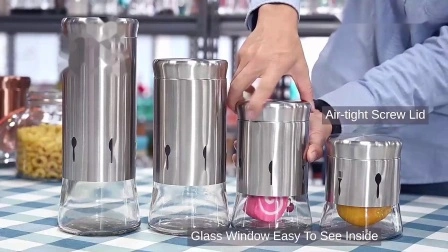 Boîte en verre avec couvercle hermétique Ensemble de pots de stockage en verre