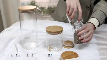 Boîte en verre bocal en verre borosilicate haute usine avec couvercle en bambou/couvercle en bois/couvercle en acacia