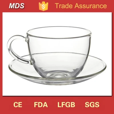 Tasses à thé et soucoupes en verre transparent à haute teneur en borosilicate