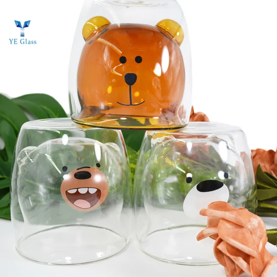Tasse à thé en verre à double paroi de haute qualité tasse en verre en forme d'ours
