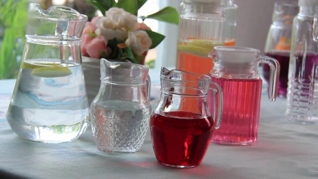 Pichet de bouilloire à eau froide à usage quotidien Pichet en verre à bande transparente avec couvercle