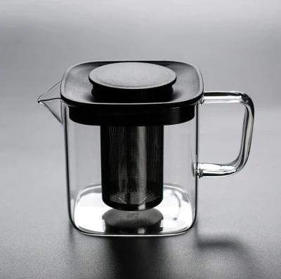 Nouveau design clair résistant à la chaleur théière en verre avec infuseur en acier inoxydable couvercle en silicone café thé feuille pot à base de plantes