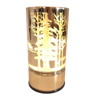 Bougeoir de Noël en métal doré et verre avec lumière LED pour la décoration de la maison