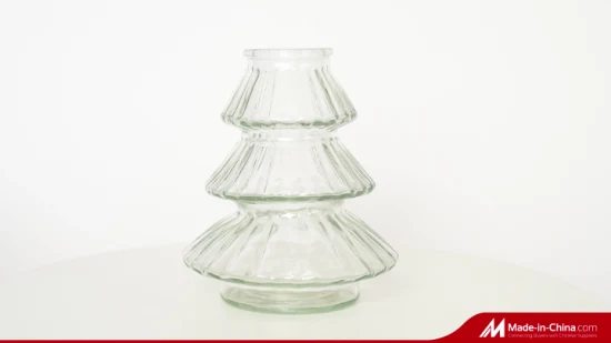 Vase à fleurs en verre transparent de décoration de ventre de bouche large en gros pour le mariage ou le bureau