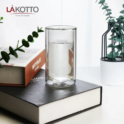 Vente chaude avec poignée double paroi verre Lakotto verrerie de thé à boire