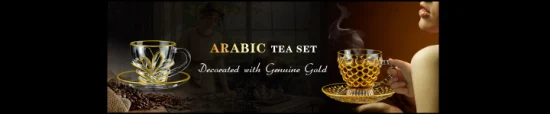 Tasse à thé en verre avec bordure dorée